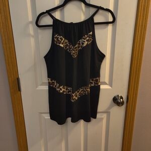Leopard Print Black Women's Top